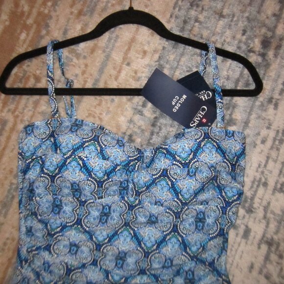 Chaps 1 piece blue Bathing Suit with Support & flared bottom skirt Size 14 NWT - Picture 3 of 3
